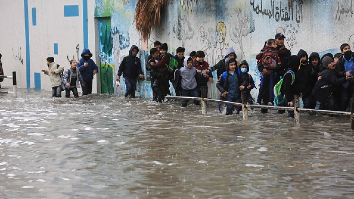 Rainfall floods Gaza streets homes