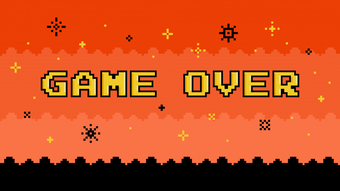 Game Over - Pixel Message Design. Glitch Effect. Stock Vector Illust