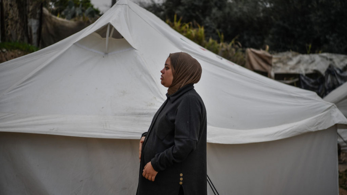 24 year-old Rua al-Sindavi, a Palestinian pregnant with triplets expects to give birth in a tent due to insufficient medical facilities, and had to migrate to Rafah due to Israeli attacks on February 14, 2024 in Rafah, Gaza.