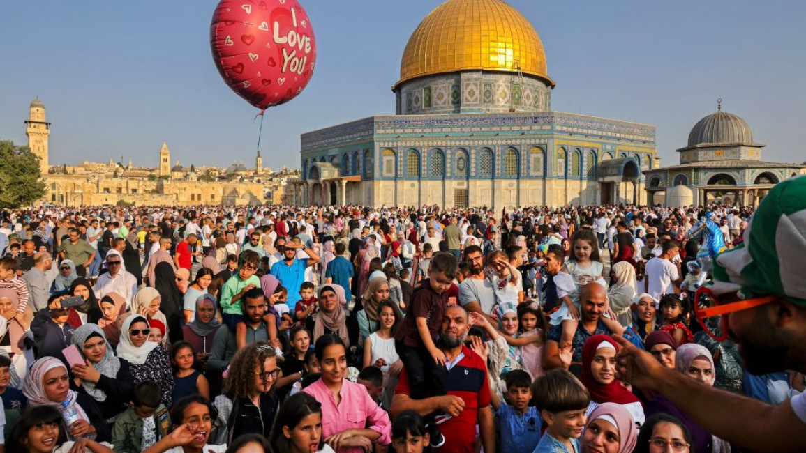 Thousands of Palestinians gathered to celebrate Eid and perform prayers [Getty]