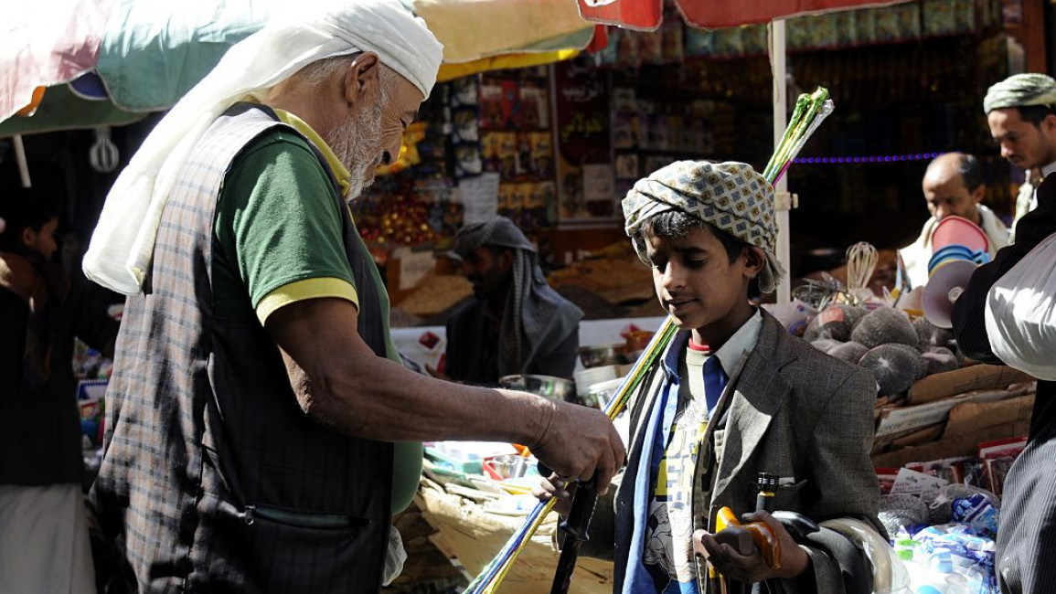 A child vendor in the Yemeni capital Sanaa [Getty]