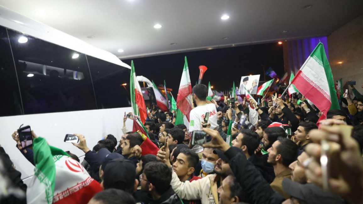 Fans gathered to welcome home the Iranian team [Getty]