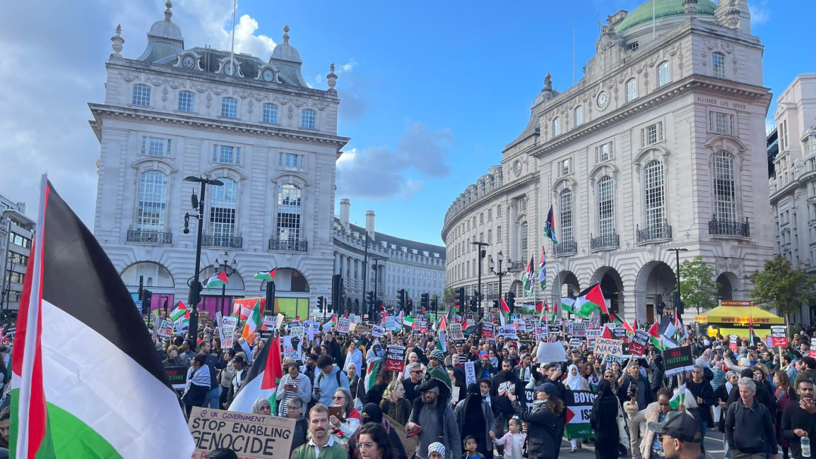 A pro-Palestine protest in London on 14 October 2023