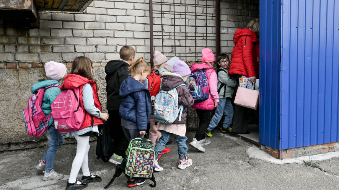 Children Attend School in Bomb Shelter, Zaporizhzhia Region