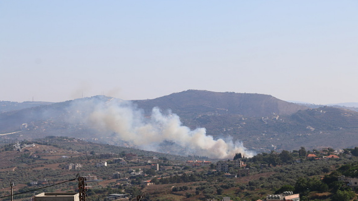 : Smoke rises from the area as a result of an Israeli attack on Kafr Kila in southern Lebanon on July 29, 2024. 