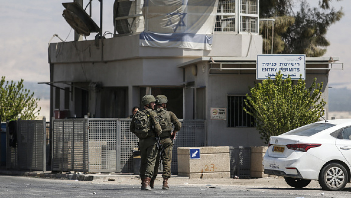 Israeli forces investigate at the site after a truck driver opened fire at King Hussein (Allenby) Bridge crossing between Jordan and the West Bank on September 08, 2024, near Jerico.