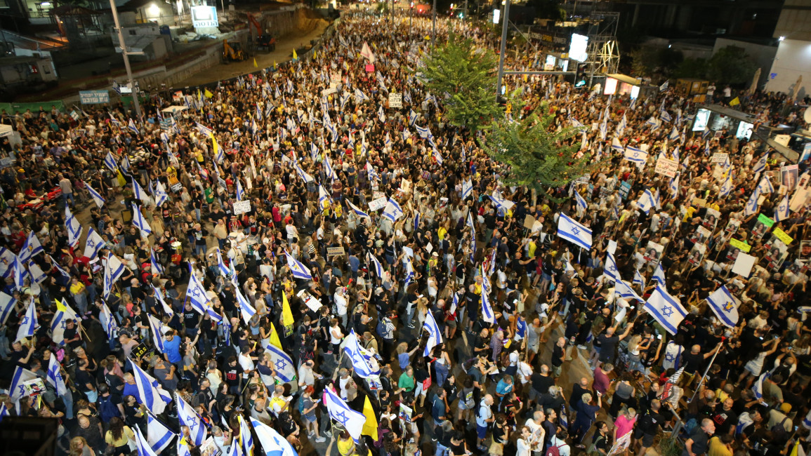 Thousands took to the streets in Tel Aviv calling on the government to secure a hostage release deal 