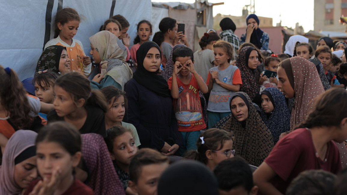 Religious hymns and odes are recited during the event held in the Nuseirat Refugee Camp in central Gaza, which is under Israeli attacks, to commemorate Mawlid al-Nabi, marking the birth of Prophet Muhammad on September 15, 2024. [Getty]