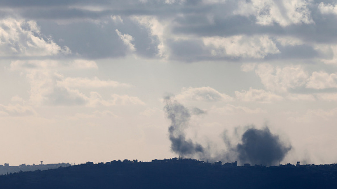 A picture taken from northern Israel, along the border with southern Lebanon on September 17, 2024, shows smoke billowing following Israeli bombardment on the Lebanese village of Markaba. 