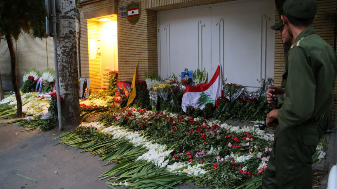 Carnations placed at Lebanese Embassy in Tehran in solidarity with L