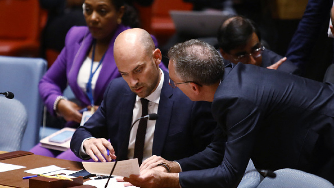 French Minister of Foreign Affairs Jean-Noel Barrot (L) attends a UN Security Council meeting at the United Nations headquarters in New York City on September 25, 2024. (Photo by LEONARDO MUNOZ/AFP via Getty Images)