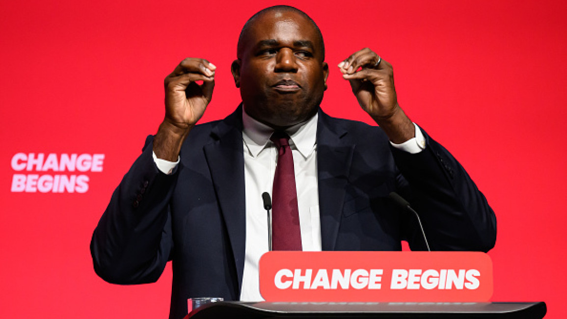  Foreign Secretary David Lammy addresses delegates during the Labour Party Conference 2024 at ACC Liverpool on September 22, 2024 in Liverpool, England.