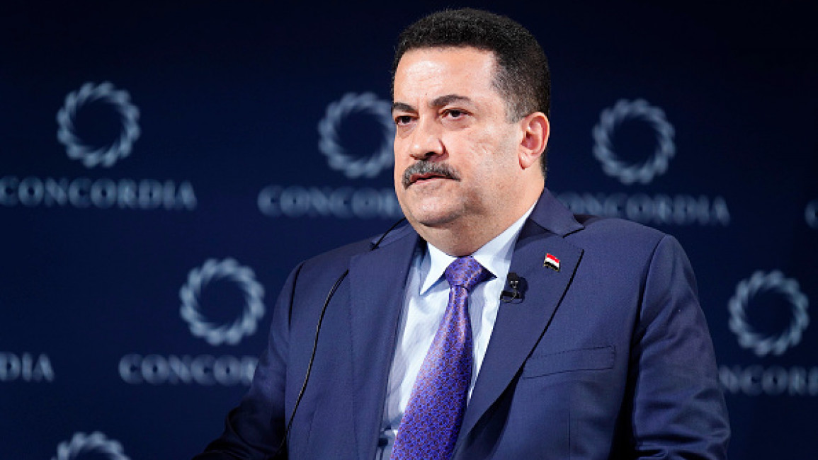  Mohammed Shia’ Al-Sudani, Prime Minister Republic of Iraq speaks onstage during 2024 Concordia Annual Summit at Sheraton New York Times Square on September 25, 2024 in New York City.