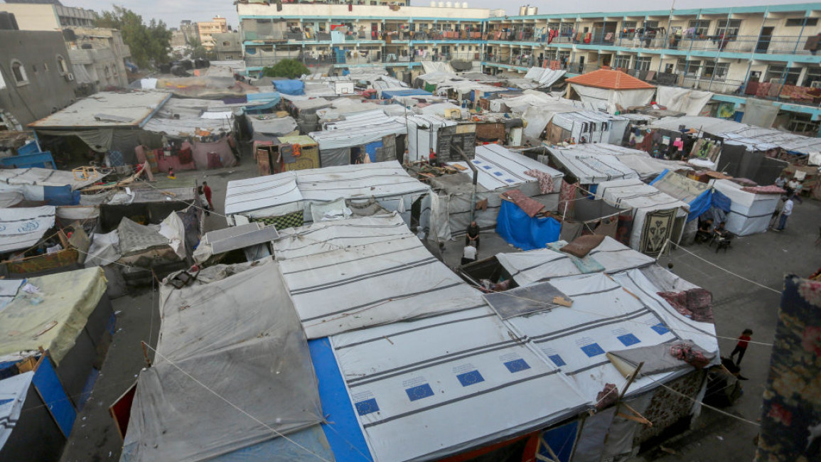 Makeshift tents in Deir el-Balah set up by those who've fled other parts of Gaza