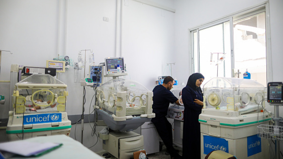 Premature babies evacuated from Kamal Adwan Hospital in Jabalia due to Israeli attacks and the blockade are receiving care at the Patient Friends Association Hospital, which has opened a dedicated section for them in Gaza City, Gaza on October 14, 2024.