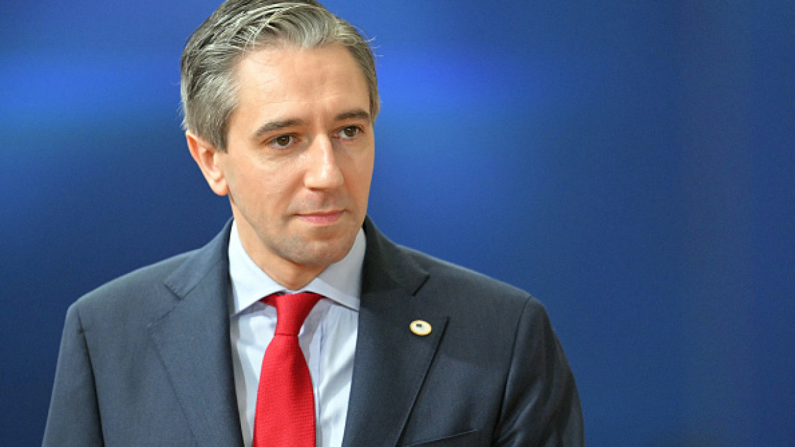 Ireland's Taoiseach Simon Harris arrives to take part in a EU summit in Brussels, on October 17, 2024.