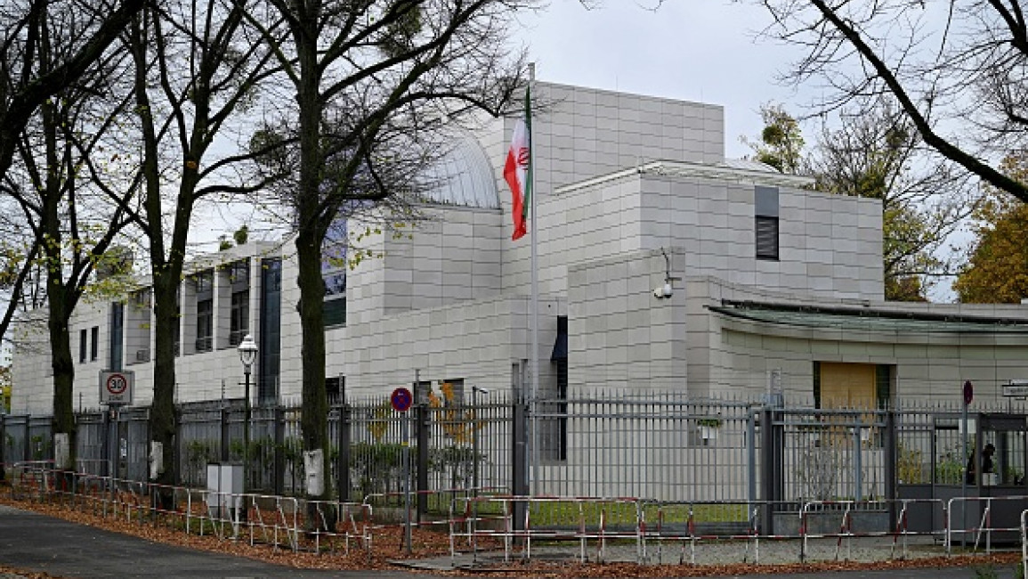 A photo taken on October 29, 2024 shows an exterior view of the Iranian Embassy in Berlin, Germany, a day after Iran executed 69-year-old German-Iranian Sharmahd, who was sentenced to death in February 2023 for the capital offence of "corruption on Earth".