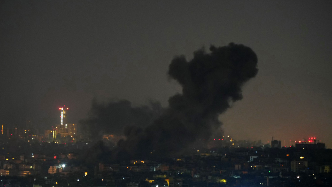 Smoke rises during an Israeli airstrike that targeted a neighbourhood in Beirut's southern suburbs early on November 1, 2024,