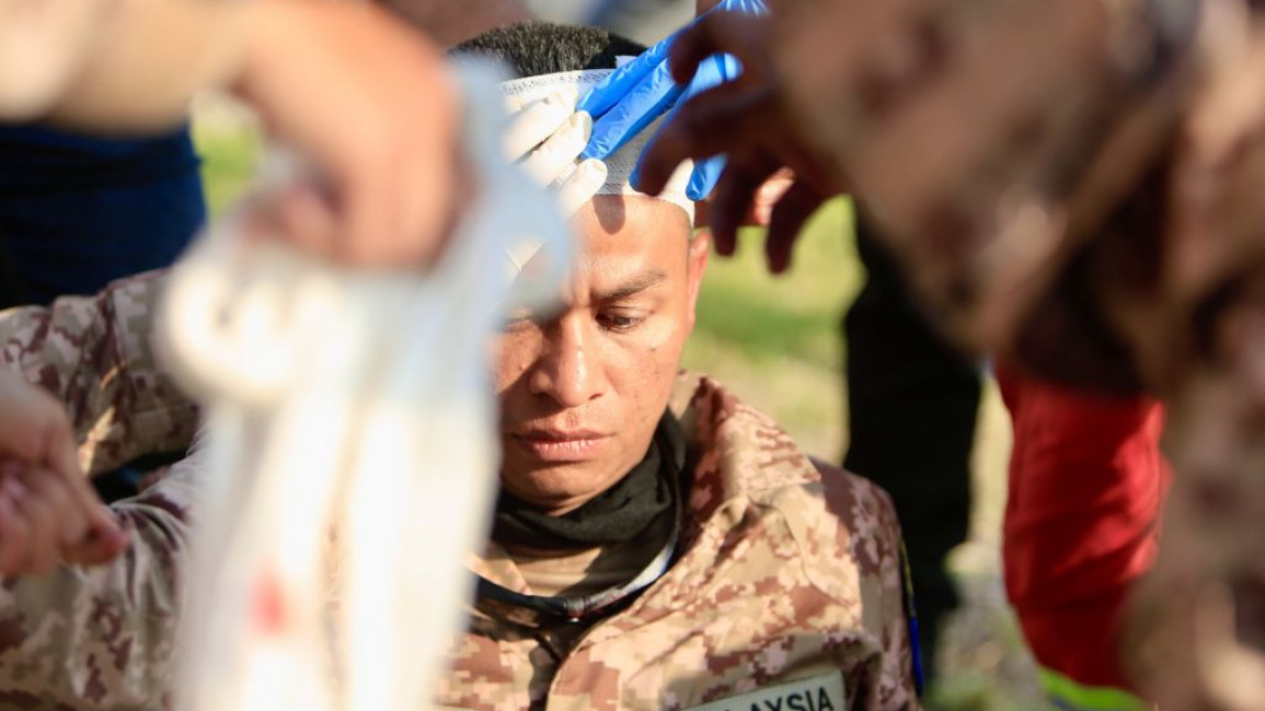 Malaysian peacekeeper being treated for wounds after Israeli strike on a vehicle in Sidon, Lebanon