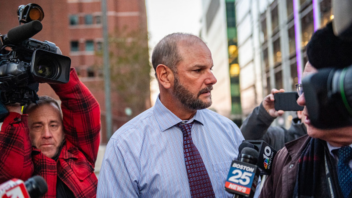 Jack Michael Teixeira, father of former Massachusetts Air National Guard member Jack Teixeira, leaves the John Joseph Moakley United States Courthouse after his son's sentencing in Boston, Massachusetts on November 12, 2024. Teixeira, who admitted to leaking a trove of classified Pentagon documents was jailed for 15 years on November 12, US media reported a court as ruling. 