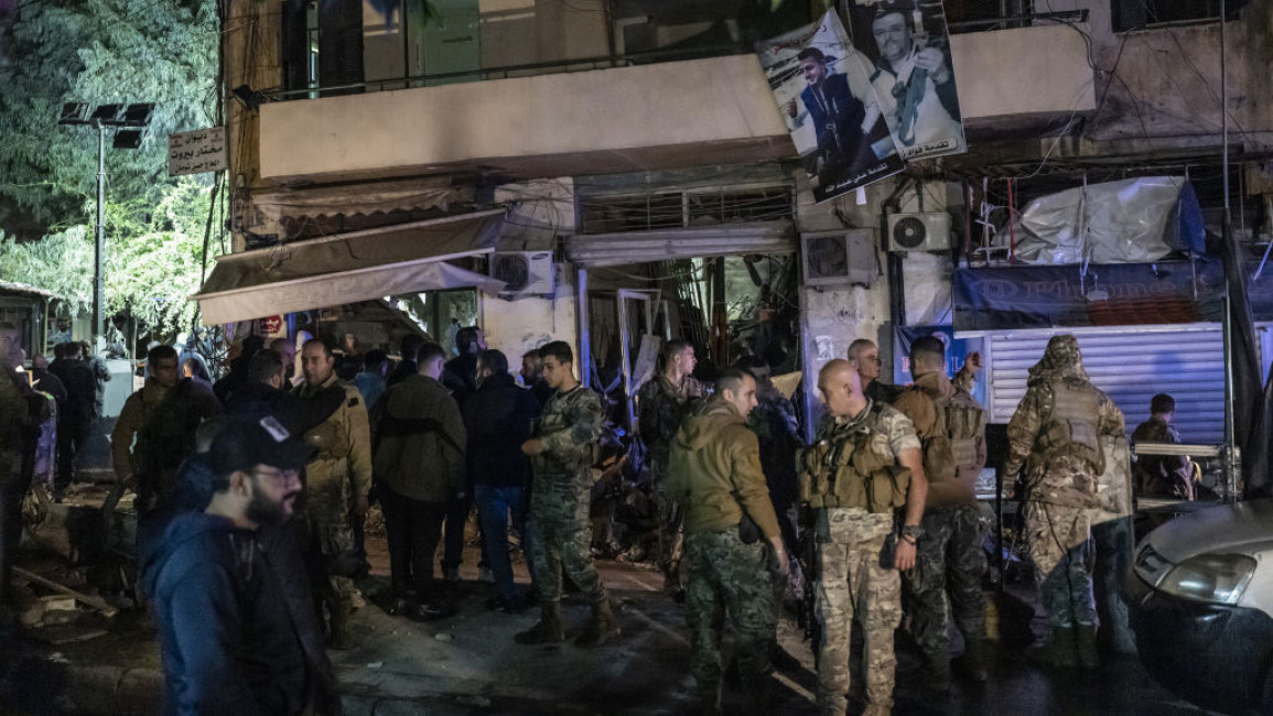 A view of destruction site as search and rescue operation continue after it is reported that five killings and 18 injuries following Israeli attacks with two missiles and a drone in Beirut