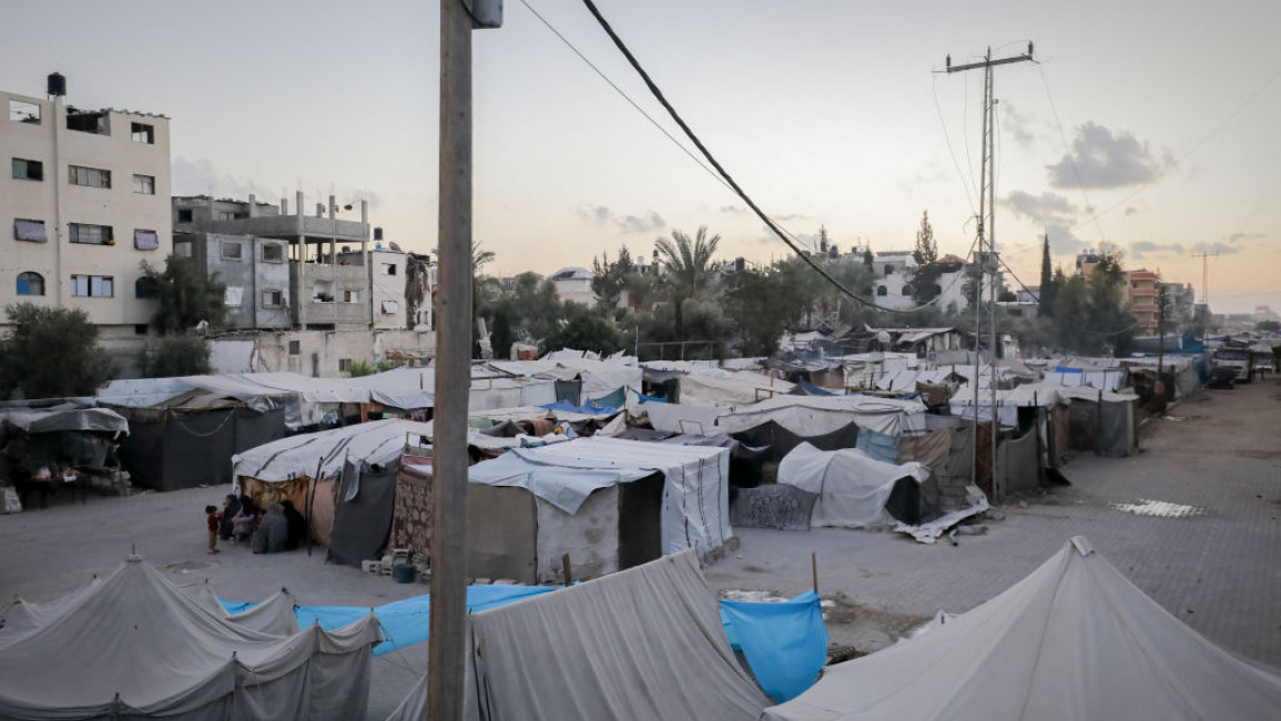 Tents fill a displacement camp in central Gaza in the occupied Palestinian territories