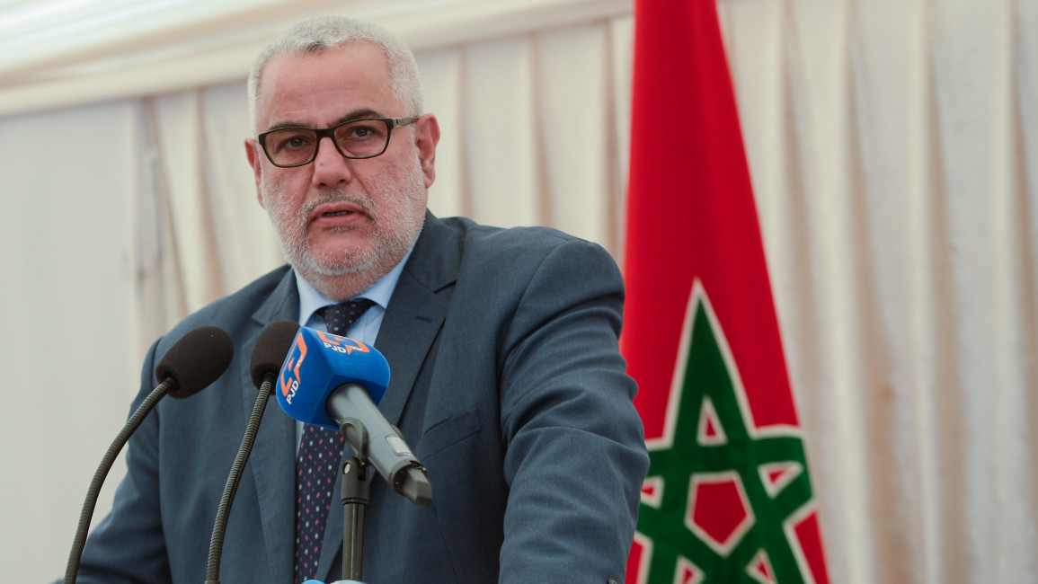 Moroccan Prime Minister Abdelilah Benkirane delivers a speech during the event organized by Justice and Development Party in Oualidia, Morocco on March 11, 2017.