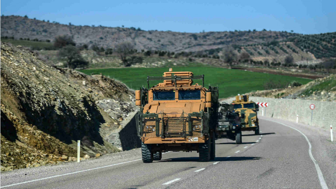 A Turkish convoy enroute to the Syrian border