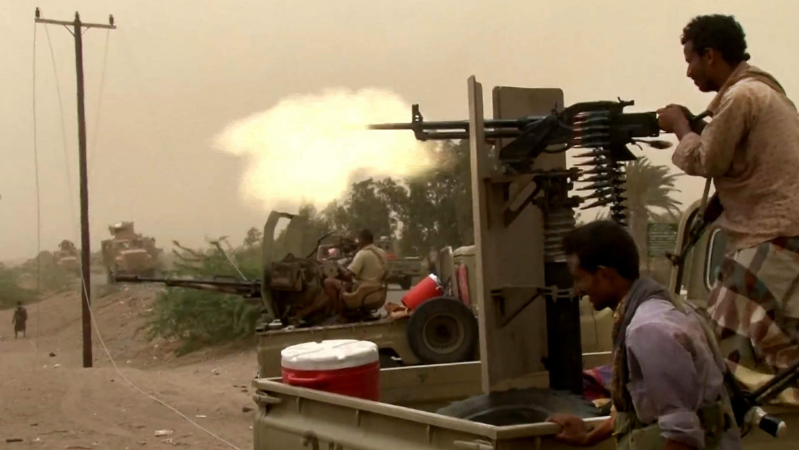 Pro-government Yemeni forces outside Hodeida airport